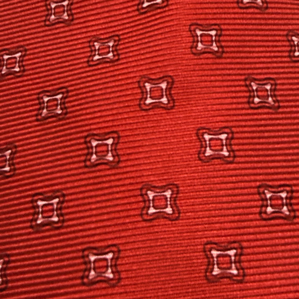 Kiton Red Silk Tie with Subtle Geometric Motif